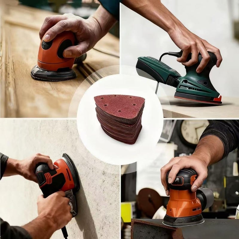 DUSJVYUE 30pcs 800Grit Mouse Sander Sandpaper 6 Holes Mouse Sander Pads Hook and Loop Triangle Sanding Pads Suitable for Ryobi Detail Palm Sander - Image 5